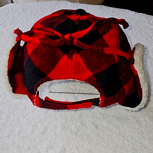 Woodland Creek Buffalo Plaid Flannel Trapper Hat Red/Black, NWOT - Picture 5 of 11